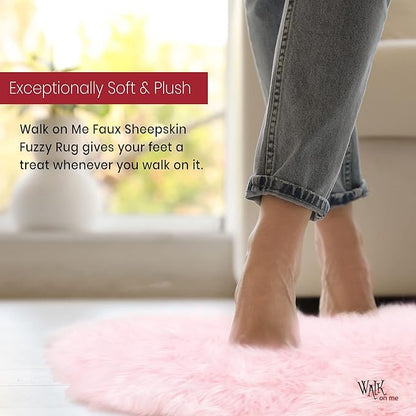 Silky Soft Faux Fur Rug, 2 ft. x 6 ft. Pink Fluffy and Shaggy Sheepskin Area Carpet for Living Rooms, Bedroom, Kid's Room, or Nursery, Home Décor Accent, Machine Washable with Non-Slip Backing
