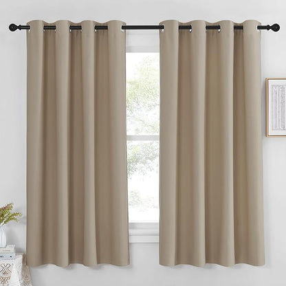 NICETOWN Blackout Curtain Panel 63 inch Long for Window - Thermal Insulated Solid Grommet Blackout Drape for Bedroom Living Room Kitchen (Single Panel, 52W x 63L, Taupe)
