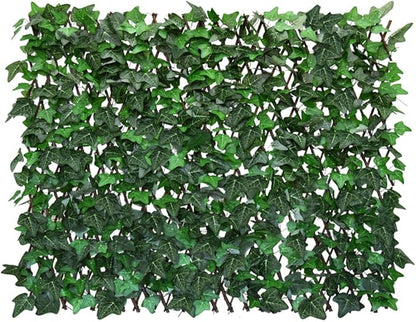 BYBAG Expandable Fence Privacy Screen for Balcony Patio Outdoor,Decorative Faux Ivy Fencing Panel,Artificial Wax Gourd Leaf Hedges (Single Sided Leaves) (1, Green)