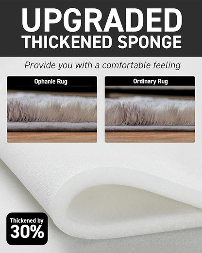 Ophanie Upgrade 8x10 Rugs for Living Room, White & Grey, Fluffy Shaggy Soft Area Rug, Non-Slip Indoor Floor Carpet for Bedroom, Kids Baby Boys Teen Dorm Home Decor Aesthetic, Nursery