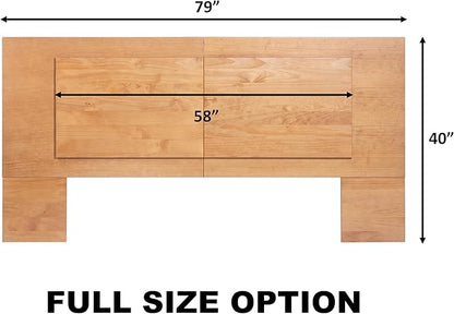 memomad Bali Slim Set: Storage Platform Bed with Drawers + Flat Panel Headboard (Full Size, Oak Brown Wood)