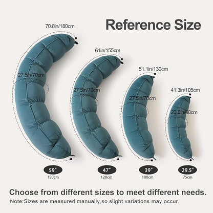 Peallow(Pat. Pend) – Long Round Body Pillow for Adults, Bolster Pillow for Sleeping, Soft and Supportive Pillow for Sleeping & Lumbar Support (Slate Blue, 29.5")