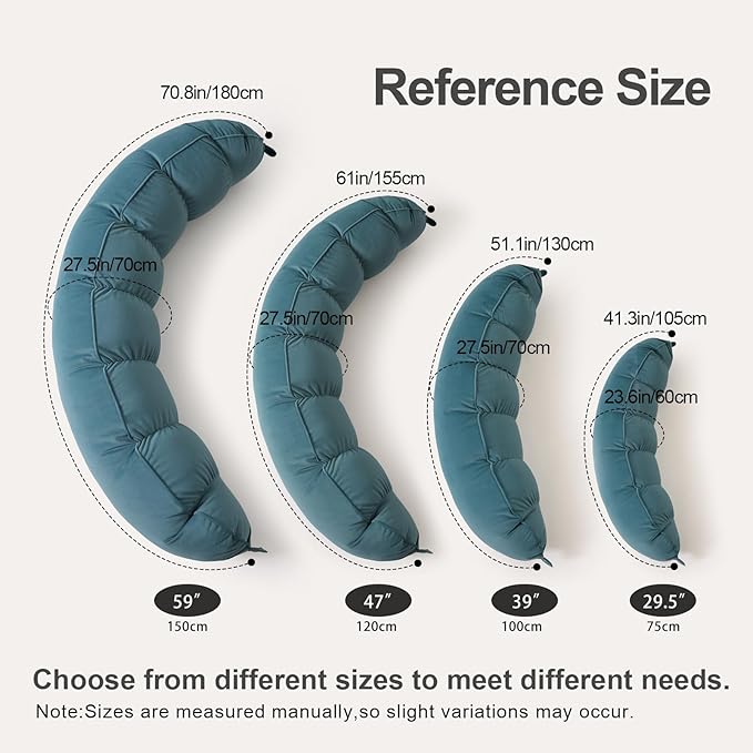Peallow(Pat. Pend) – Long Round Body Pillow for Adults, Bolster Pillow for Sleeping, Soft and Supportive Pillow for Sleeping & Lumbar Support (Slate Blue,59")