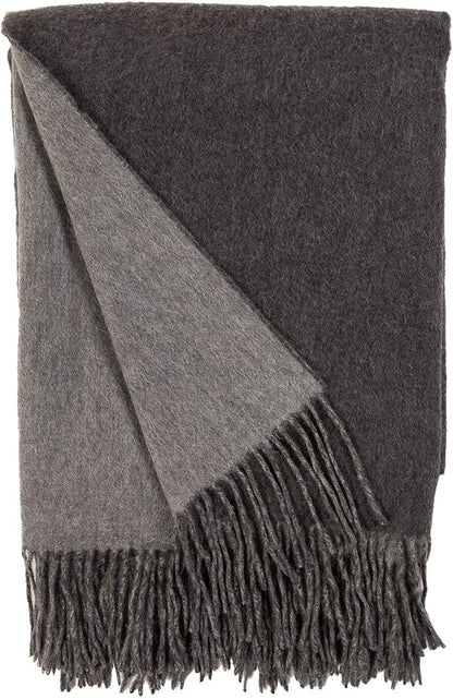 Alashan Cashmere Blend Double Faced Throw-Super Soft and Luxe Fabric- Perfect for Cozy Nights! 95% Merino Wool/5% Cashmere, 50" x 70", Great Gift Item. - Charcoal & Ash