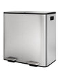 GarveeHome 2 x 10.6 gal Stainless Steel Double Trash Can with Lid for Kitchen, Large Dual Trash and Recycle Bin Combo, Step-on Kitchen Metal Garbage Cans, PP Inner Buckets, Liner Rim, Silver