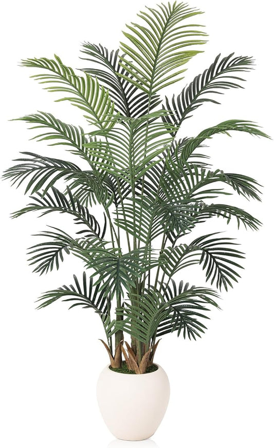 Artificial Palm Tree Plant - 5FT Tall Fake Tree with Realistic Look & UV Protection - Large Indoor Outdoor Faux Floor Plant for Home Office Decor