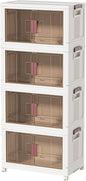60GAL/240QT 4 tier large stackable storage bins with lid and wheels, collapsible storage bins plastic with doors，suit for clothes, closet, home and office