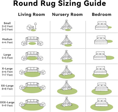 OLANLY Grass Green Round Rugs for Bedroom - Machine Washable, 9 ft Circle Area Rugs for Living Room, Soft and Fluffy Shaggy Carpet for Teen Girls and Boys, Nursery Rooms, Dorms, Home Decor Aesthetic