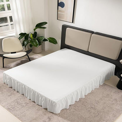 TSUTOMI Ivory Ruffled Bed Skirt - Queen Size, 12 Inch Drop, Split Corners