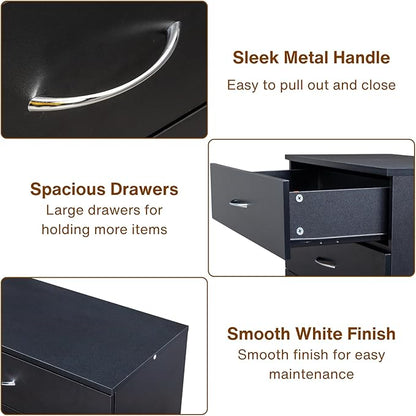 Karl home Black 4 Drawer Dresser for Bedroom, Modern Nightstand Storage Chest of Drawer, Wooden Side Table End Table, Living Room, Reception Room