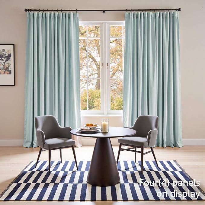 Lazzzy Velvet Blackout Curtains Thermal Insulated Room Window Drapes Super Soft Luxury Curtains for Living Room Bedroom Rod Pocket 2 Panels, Misty Blue, 52" W x 90" L