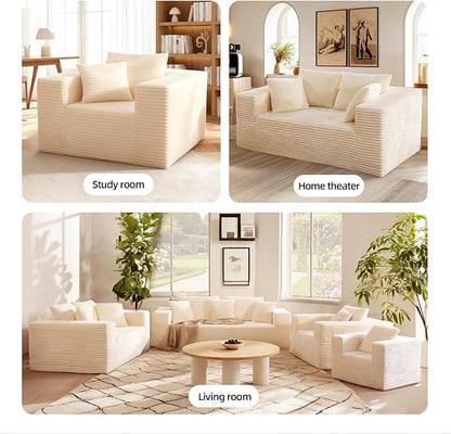 Single Sofa Foam Couch Sofa for Small Spaces, Giant Bean Bag Chair, Comfy Sofas with Removable Cover Furry Couch Pillows for Living Room, Bedroom, Apartment, Dorm, Office