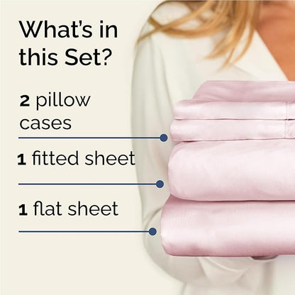 Twin XL 4 Piece Sheet Set - Cooling & Breathable - Hotel Luxury Bedding, Includes Fitted Sheet for Women, Men, Kids & Teens - 1 Flat, 1 Fitted Sheet, 2 Pillowcases w/Deep Pockets - Lavender Pink