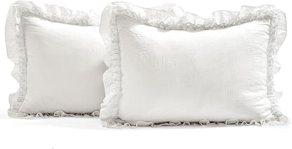 Lush Decor Ella Ruffle Lace Bedspread, 3 Piece Set, Queen, Neutral - Cute Bed Set - Queen Bedding - Beige Bedding - Coquette Decor - Neutral Ruffle Trim - Beige Lace Trim