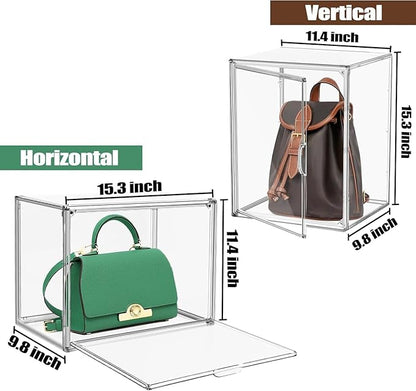 2 Pcs XX-Large Acrylic Shoe Display Case, 15.3'' x 9.8'' x 11.4'' Boot Boxes for Tall Boots Size 15 Sneaker Case Super Large Storage Boxes for Boots, Handbag, Collectibles, Books, Cosmetic