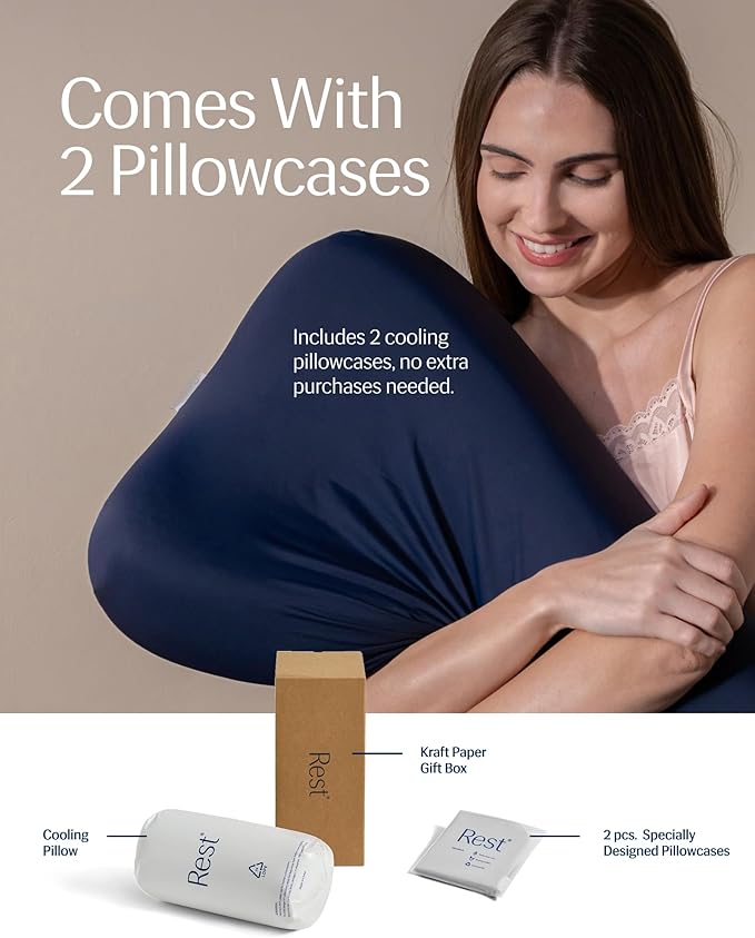 REST® Evercool® Cooling Pillow, Instant Cool-to-Touch Shell Fabric & Breathable Silicone Sponge Core for All-Night Temperature Regulation & Ergonomic Support, Low Height, Arctic White