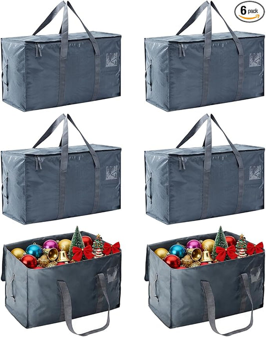 Moving Bags Heavy Duty Extra Large, Moving Boxes, Moving Supplies Essentials,Storage Bins with Lids, Plastic Packing Totes, Storage Bags for Clothes with Handles & Zippers(Grey, 6 Pack)