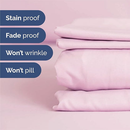 Split King 7 Piece Sheet Set - Cooling & Breathable - Hotel Luxury Bedding, Includes Fitted Sheets for Women, Men, Kids & Teens - 1 Flat, 2 Fitted Sheets, 4 Pillowcases w/Deep Pockets - Light Pink