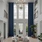 Extra Long Linen Curtains 144 inch Length 2 Panels Thick Faux Linen Blended Window Drapes Burlap Textured Curtains with Grommet for Living Room Farmhouse 12ft (52x144 Navy) Natural