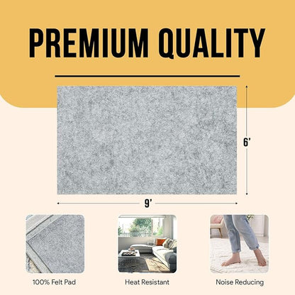 Premium Felt Rug Pad 6x9 Feet, Thick Rug Pads for Hardwood Floors, Laminate, Vinyl, Stone, Carpet & Tile, Under Rug Padding