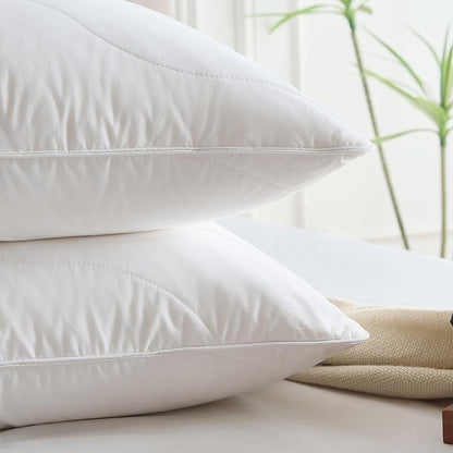Three Geese White Goose Feather Down Pillows King Size(20x36inches) 2 Pack- 100% Cotton, Medium Firm,Soft Support