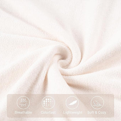 BATTILO HOME Off White Throw Blanket for Couch, Bed, Sofa - Soft Cozy Cream Chenille Throw with Fringe Tassels, Lightweight Farmhouse Knit Throw for Home Decor, 50"x60"