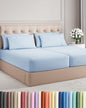 Split King 7 Piece Sheet Set - Cooling & Breathable - Hotel Luxury Bedding, Includes Fitted Sheets for Women, Men, Kids & Teens - 1 Flat, 2 Fitted Sheets, 4 Pillowcases with Deep Pockets - Sky Blue