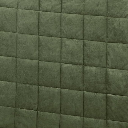 Camden Luxury Bedding | Deep Sage Green Color | Fitted Hollywood Daybed Bedding | Faux Suede Box Quilted Design | 5 Piece Set With Extra Long Hollywood Cover, 2 Bolster Shams, and 2 Bolster Pillows