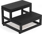 Two-Step Stool for Adults & Kids, Waterproof HDPE Bed Step with Adjustable Non-Slip Feet, Sturdy Metal Frame for Kitchen, Bathroom, Bedroom, RV & Outdoor Use, Black