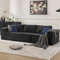106" 3-Seater Sofa, Cloud Modular Sofa with Certified Foam, Upholstered Floor Sofa with Deep Seat, Upholstered Sofa for Bedroom Living Room, No Assembly Required (Plush Corduroy Fabric, Black)