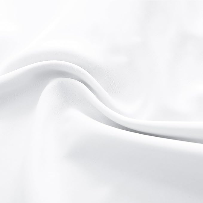 DONREN 48 Inches Long Pure White Half Blackout Curtains for Cafe Bathroom,Easy-Care Thermal Insulated Rod Pocket Room Darkening Draperies/Drapes,W 52 x L 48,2 Panels