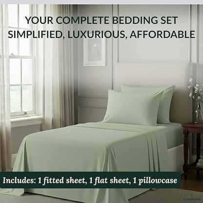 Egyptian Cotton Twin XL Size Sheets Set, Mineral