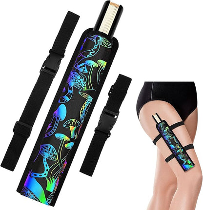 Summer Rave Fan Thigh Holster Rave Fan Holder Folding Hand Pouch Foldable Sleeves with Waist Belt for Thigh Party