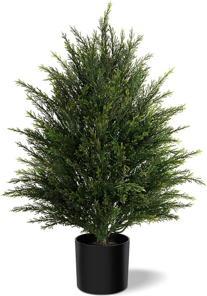 Mavis's Diary Artificial Topiary Ball Tree, Indoor Realistic Faux Boxwood Bush Potted Plants, Outdoor Fake Shrubs Cedar Evergreen Plants for Home Living Room Front Porch Decor (1, 2ft)