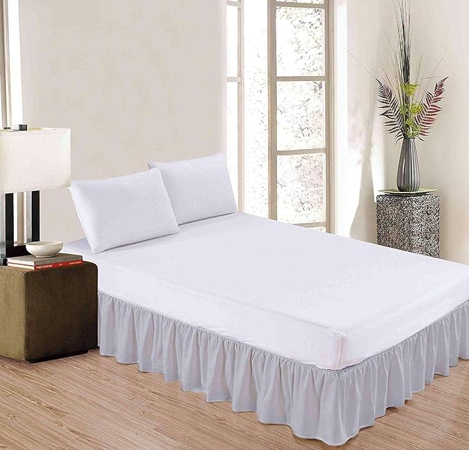 Sleepwell Ruffled Bed Skirt With Split Corners - 14 Inch Drop Poly Cotton/Microfiber Bedskirt With Platform Three Sided Coverage - Cal King, Light Grey