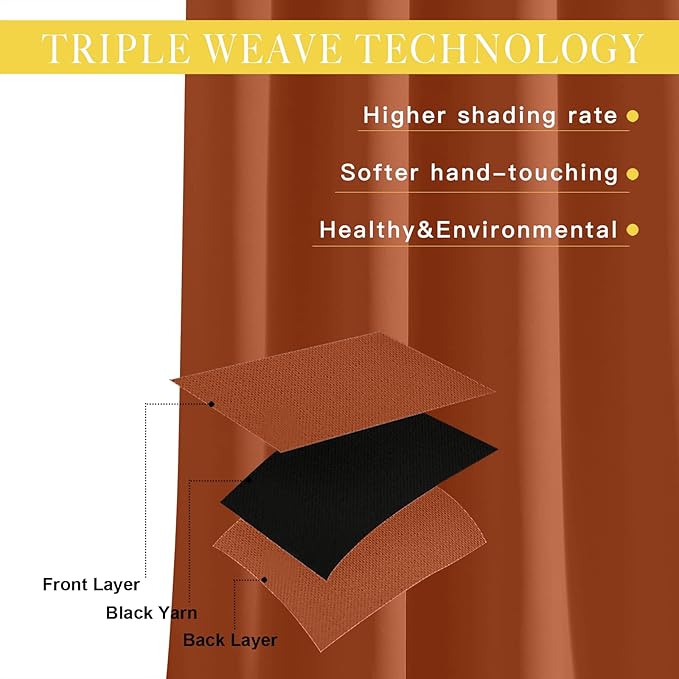NICETOWN Blackout Living Room Curtain 108 inches Length - Grommet Thermal Insulated Cold & Heat Blocking Window Treatment Sound Reducing Drape for Bedroom (Burnt Orange, 1 Panel, W52 x L108)