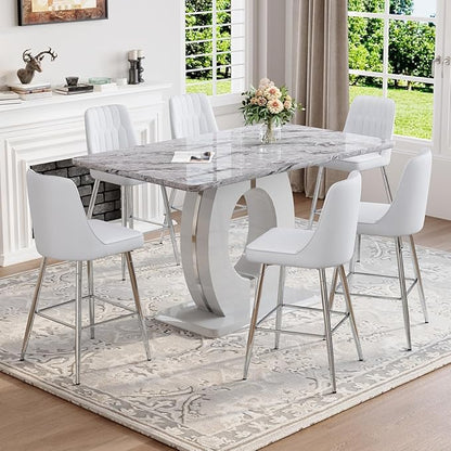 Bar Stools Set of 2, Counter Height Bar Stools with Back and Footrest,27" Barstools with Faux Leather Seat and Black Metal Legs,Counter Stools for Kitchen Island,Pub,White Barstools