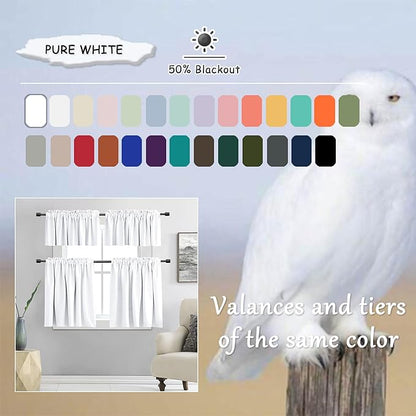Pure White 50% Light Reducing Curtains 90 Inches Long - Room Darkening Thermal Insulated Drapes Window Treatment Curtains for Living Room Patio Door,2 Panels,W 52 x L 90 Inch