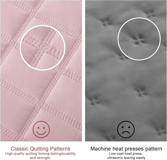 KASENTEX Queen Quilt Set 90"x90" – Soft Washed 3-Layer Lightweight Bedspread, Minimalist Nordic Design, All-Season Spring & Summer Quilt Set (1 Quilt + 2 Pillow Shams), Blush Pink