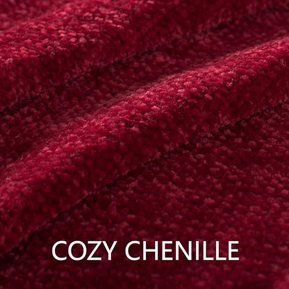Chenille Throw Blanket for Couch 50"X 60", Soft Cozy Throws with Fringe Tassel for Bed Sofa Chair Cover, Lightweight Knitted Decorative Boho Blankets for Living Room, Red