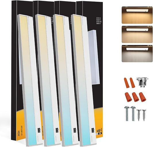 Ansen 4Packs of Under Cabinet Lighting Hardwired, 48IN 26W 1720LM, Dimmable Led Light for Kitchen/Bar/Closet, CRI>92, R9>90, 3 Color Temperature, 3000K/4000K/5000K(Warm White, Cool White, Daylight)