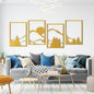 Art3d Black Metal Wall art, 4 Pieces Wall Decor for Living Room Bedroom Hallway Hotel, Natural Mountain Wall Art Style, Line Art Wall Décor
