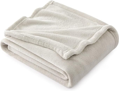 Bedsure GentleSoft Fleece Throw Blanket Linen - 300GSM Soft Lightweight Plush Cozy Blankets for Bed, Sofa, Couch, Travel, Camping, 50x60 inches
