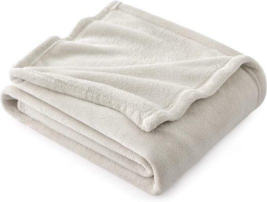 Bedsure GentleSoft Fleece Throw Blanket Linen - 300GSM Soft Lightweight Plush Cozy Blankets for Bed, Sofa, Couch, Travel, Camping, 50x60 inches