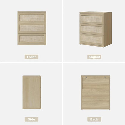 SICOTAS Dresser for Bedroom - 50" Wide 6 Drawer Dresser Rattan Dressers & Chests of Drawers Boho Drawers for Bedroom Bedside Table Clothes Large Closet Storage for Closet Hallway Entryway