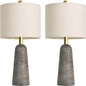 BOBOMOMO 21" Modern Table Lamps Set of 2, Gray Resin Lamp with Stone Look, Small Bedside Lamps for Bedroom, Contemporary Nightstand Lamps with Linen Shades, Small Lamp for Nursery, Entryway