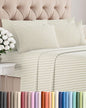Queen 6 Piece Sheet Set - Cooling, Comfy & Breathable - Hotel Luxury Bedding, Includes Fitted Sheet for Women, Men, Kids & Teens - 1 Flat, 1 Fitted Sheet, 4 Pillowcases w/Deep Pockets - Beige Stripes