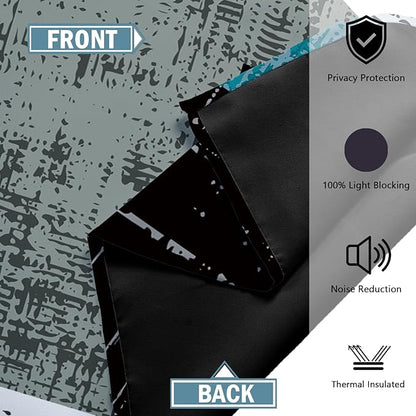 Rustic Blue Grey 100% Blackout Curtains for Bedroom 84 inch Long 2 Panels Set Gray Modern Abstract Geometric Black Out Curtains Insulated Room Darkening Window Drapes for Living Room, 52Wx84L