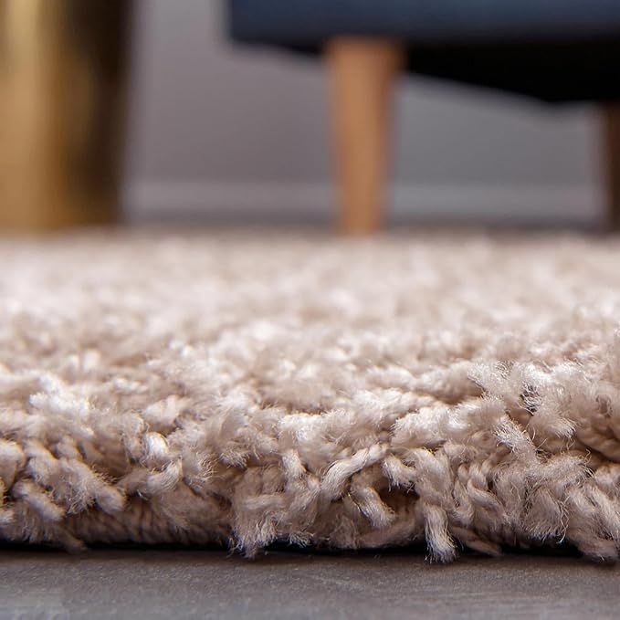 Unique Loom Solid Shag Collection Area Rug (7' 10" Octagon, Taupe)
