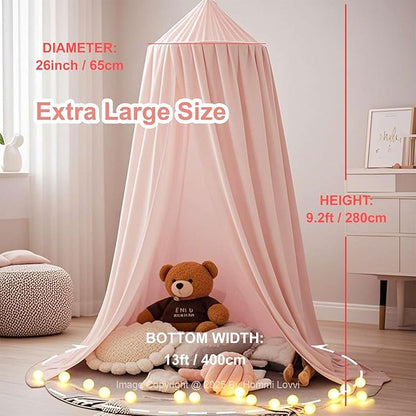 Light Pink Bed Canopy for Girls with Light, Princess Canopy Curtains for Twin Full Queen Size Kids Bed, Canopy for Girls Bed Room Decor, Hanging Castle Ceiling Tent